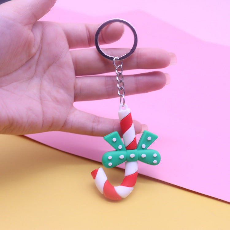 Christmas Keychain Santa Claus Christmas Tree Pendant Elk Keychain PVC Soft Rubber Stand Ornament Gifts