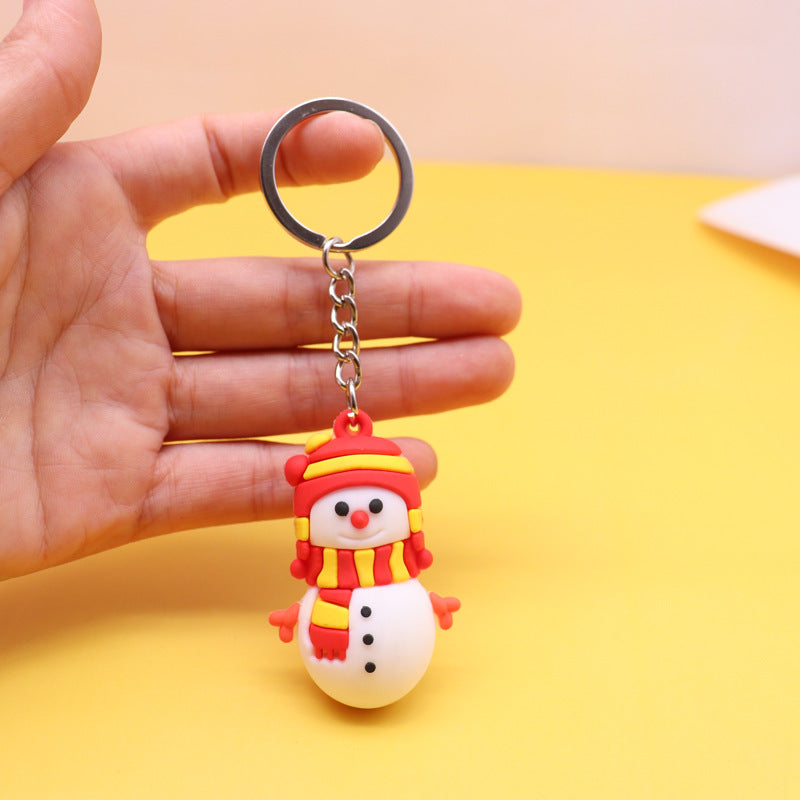 Christmas Keychain Santa Claus Christmas Tree Pendant Elk Keychain PVC Soft Rubber Stand Ornament Gifts