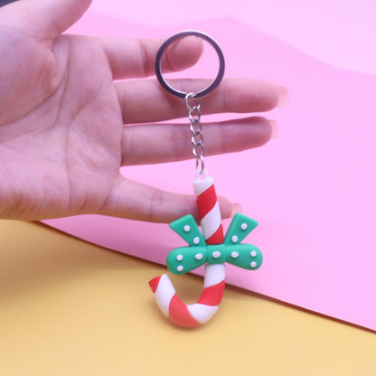 Christmas Keychain Santa Claus Christmas Tree Pendant Elk Keychain PVC Soft Rubber Stand Ornament Gifts
