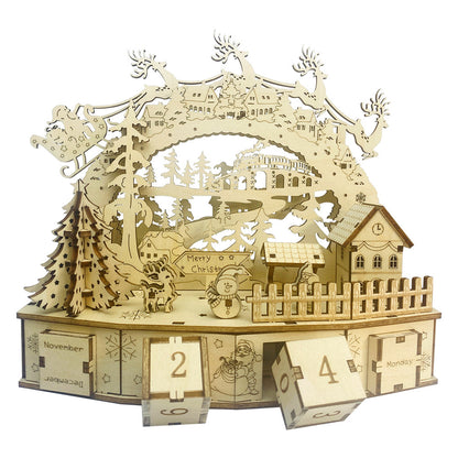 3d Wooden Christmas Decorations Handmade Diy Calendar House Toys