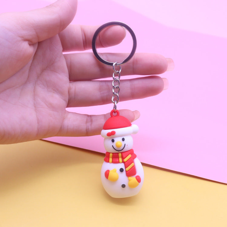 Christmas Keychain Santa Claus Christmas Tree Pendant Elk Keychain PVC Soft Rubber Stand Ornament Gifts