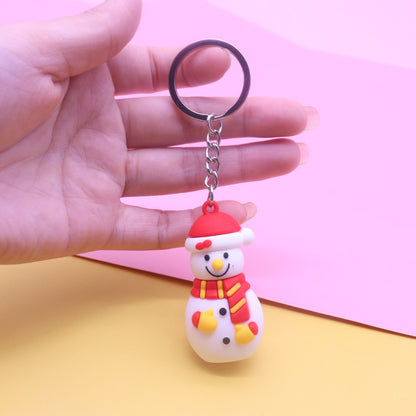 Christmas Keychain Santa Claus Christmas Tree Pendant Elk Keychain PVC Soft Rubber Stand Ornament Gifts